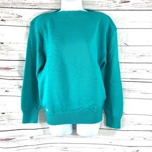 Vintage Izod Lacoste Sweater Womens 40 Medium Blue Pullover Long Sleeve